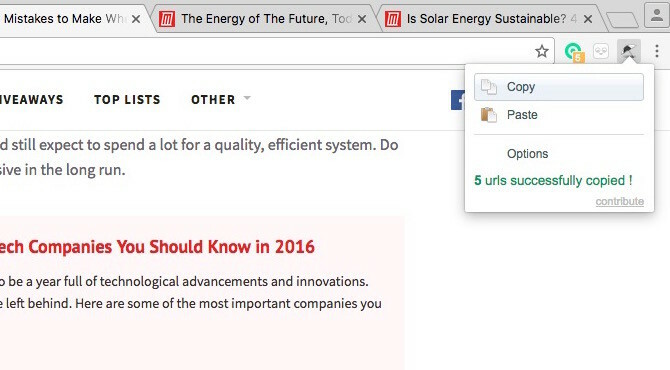 Chrome-utvidelsen Kopier alle nettadresser