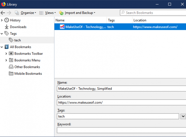 Firefox bokmerke tagger