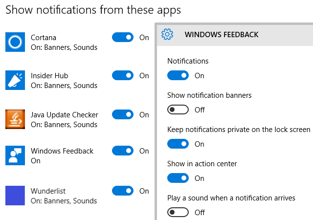 Windows 10-varslingsinnstillinger