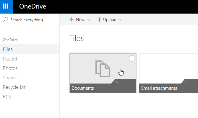 onedrive-dokumenter velger