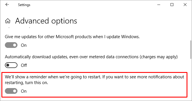 Windows 10 Avanserte alternativer for Windows Update