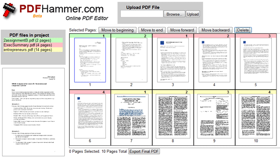 PDF Hammer - Slå sammen og rediger PDF-filer online