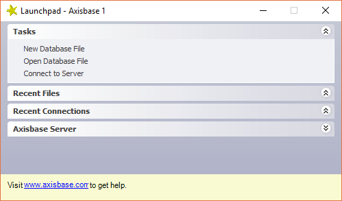 Dette er en skjermdumping av databaseprogrammet Axbase