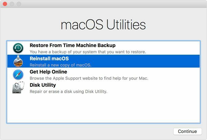 Installer macOS på nytt fra verktøyene