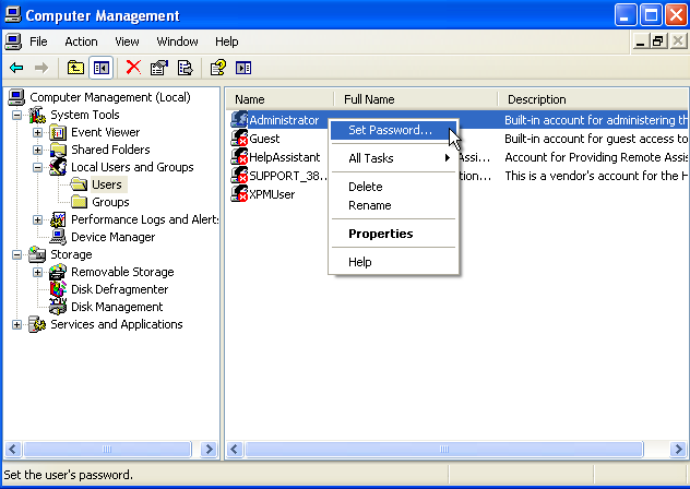 Windows XP datamaskinstyring