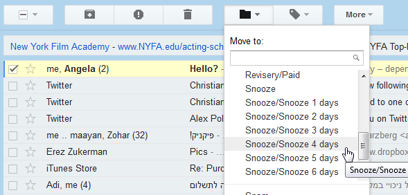 gmail snooze-knapp