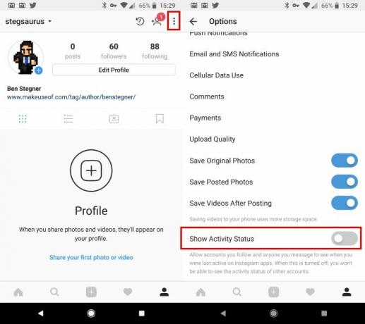 Slik slår du av "Last Online" på Instagram Instagram Deaktiver aktivitetsstatus Android