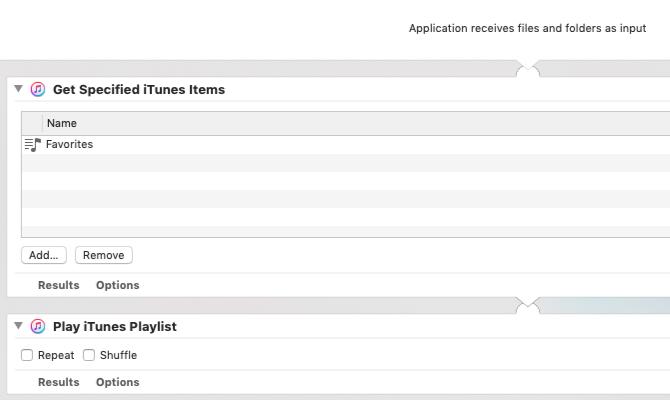 Automator-app for å spille en spesifisert spilleliste på Mac