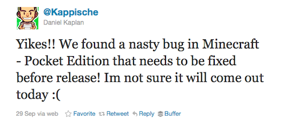 Minecraft er snart tilgjengelig på mange Android 2.3+ enheter [Nyheter] Minecraft Pocket Tweet