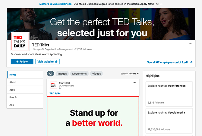 Følg Ted Talks Daily på LinkedIn