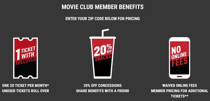 MoviePass-alternativer - Cinemark Movie Club