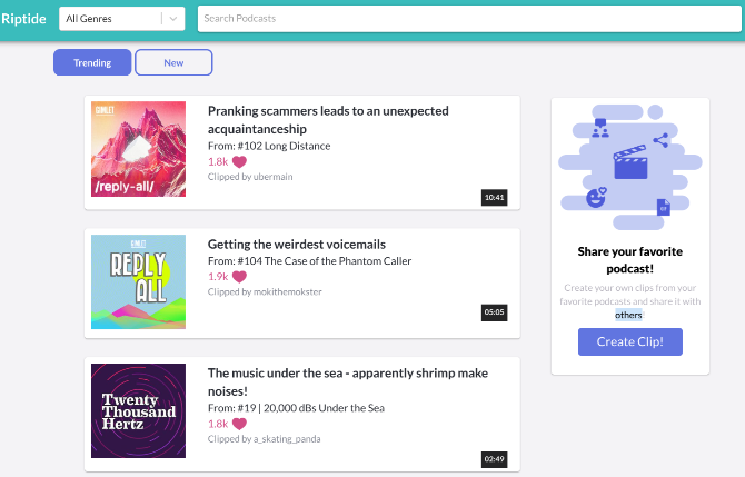 Lytt til korte klipp med podcaster, delt av andre brukere, for å oppdage nye podcaster