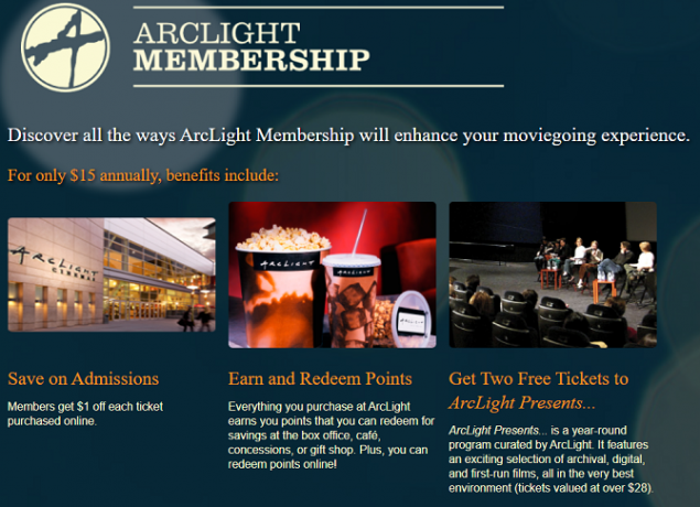 MoviePass-alternativer - Arclight Membership