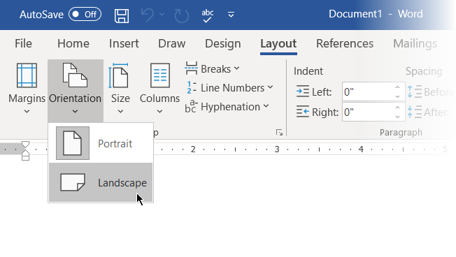 Tankekart i Word-Set Landscape Orientation