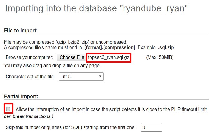 importdatabase