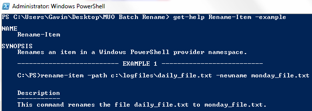 Eksempler på navn på PowerShell