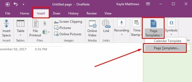 opprett onenote-kalendermal