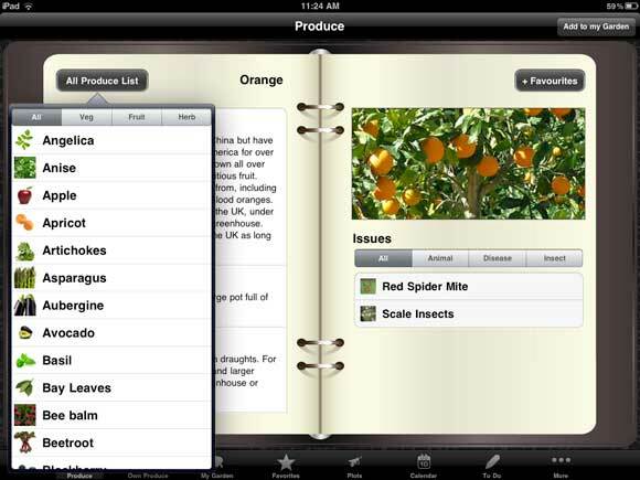 3 iPad-apper for dyrking av en planter om vegetabilsk hage produserer liste