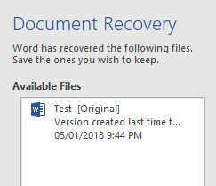 microsoft word 2016 dokument autorecovery