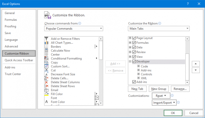 hvordan du registrerer en makro i excel 2016