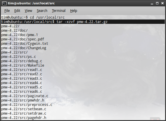 Hvordan kompilere og installere TAR GZ & TAR BZ2 filer i Ubuntu Linux untarpmw