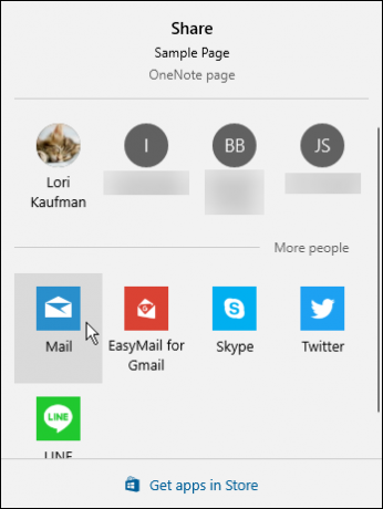 Del dialogboksen i OneNote