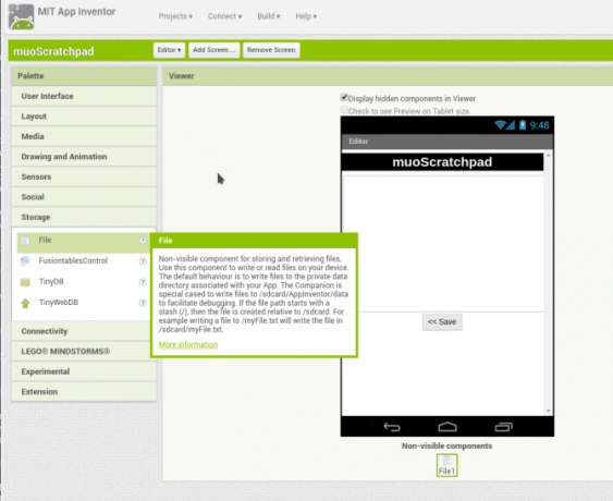 android opprette app appinventor skjerm2 lagring