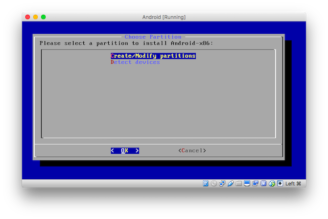 Slik kjører du Android-apper på macOS opprette partisjon