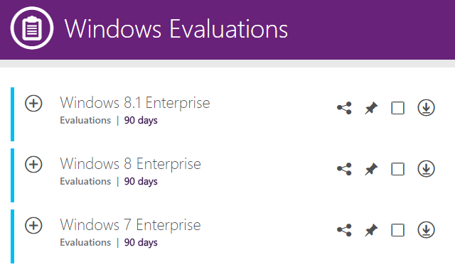 Windows evalueringer