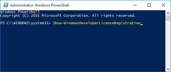 powershell dev lisens