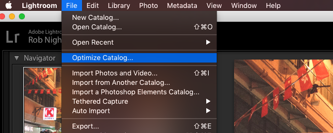 lightroom optimalisere katalogen