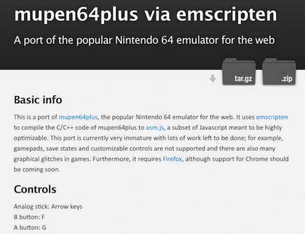 Nintendo 64 Online nettleseremulator Mupel64Plus