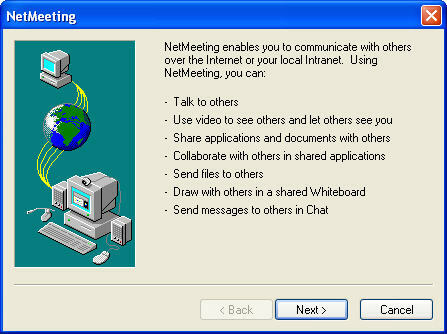 Jeg tipper hatten min til deg, Microsoft NetMeeting netmeeting