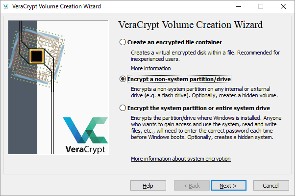 VeraCrypt krypter partisjon eller stasjon