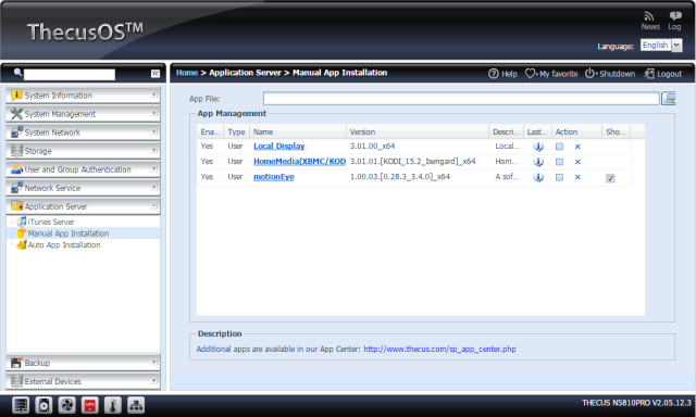 thecus os5 app installere