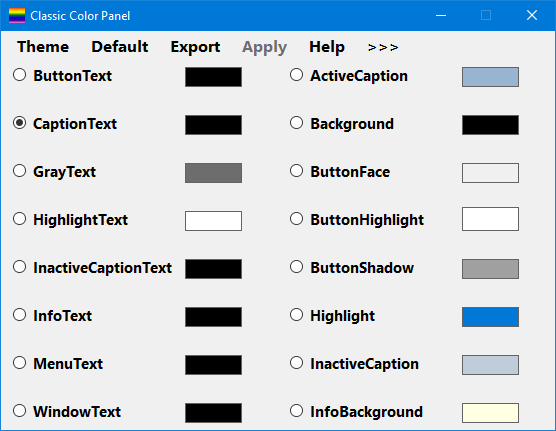 windows 10 klassisk fargepanel