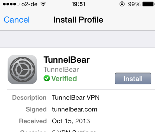 Konfigurer en VPN på din iPhone i løpet av minutter med Tunnelbear tunnelbear5