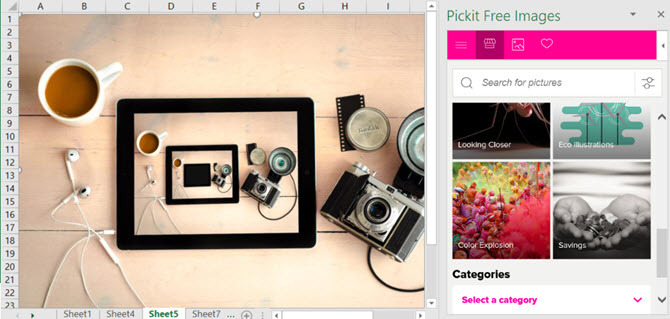 behagelige regneark microsoft excel add-in pickit gratis bilder