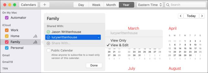 Mac-delingskalender Legg til personer og tillatelser