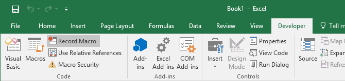 hvordan du registrerer en makro i excel 2016