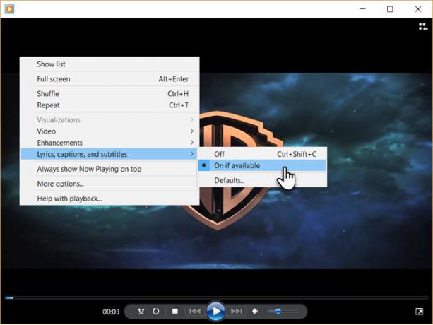 Slå på undertekster i WMP når video spilles av