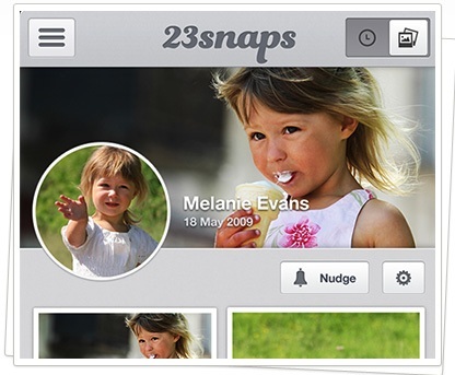 23snaps: Et privat sosialt nettverk for å dele barnas bilder og videoer med nære venner Evans