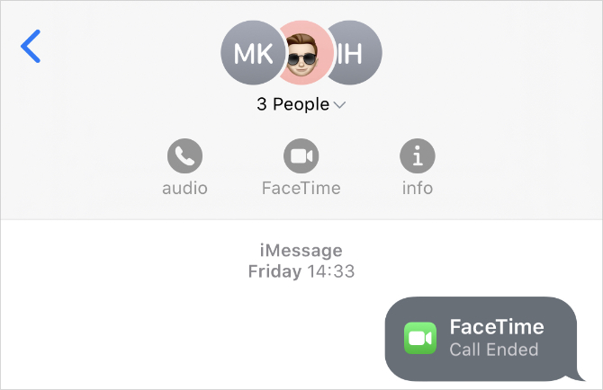 FaceTime-knapp fra Meldinger-appen