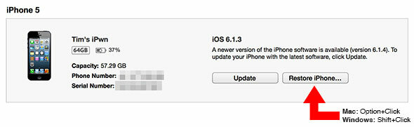 Hvordan få tilgang til iOS 7 Beta (og nedgradere til iOS 6) ipsw-gjenoppretting