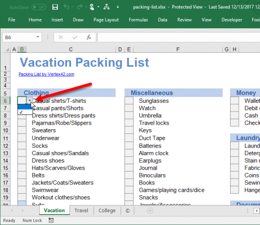 typer excel-lister for å lette dataregistrering