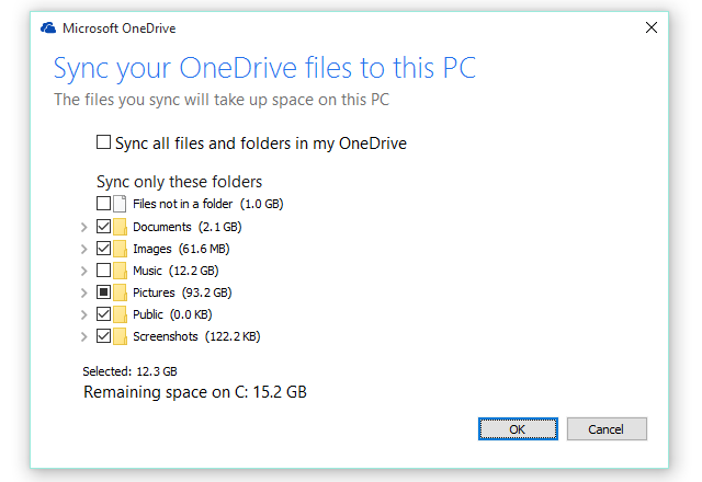 OneDrive Sync-innstillinger