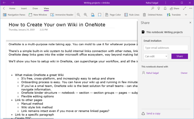 del notisbok med OneNote for Windows 10