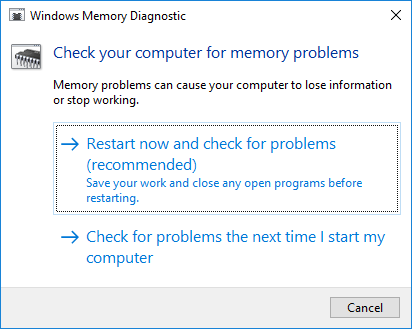 Windows Diagnostic Memory sjekker datamaskinen for hukommelsesproblemer