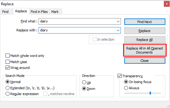 Slik finner du og erstatter ord i flere filer. Notepad Erstatt