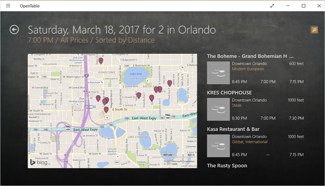 opentable windows app
